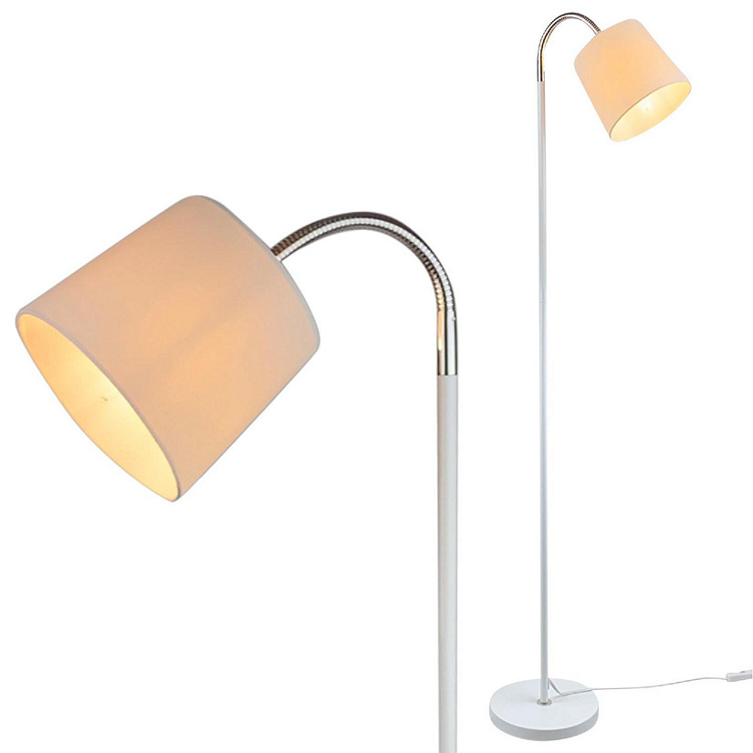 Light Accents Adjustable Floor Lamp with Fabric Lamp Shade (White)