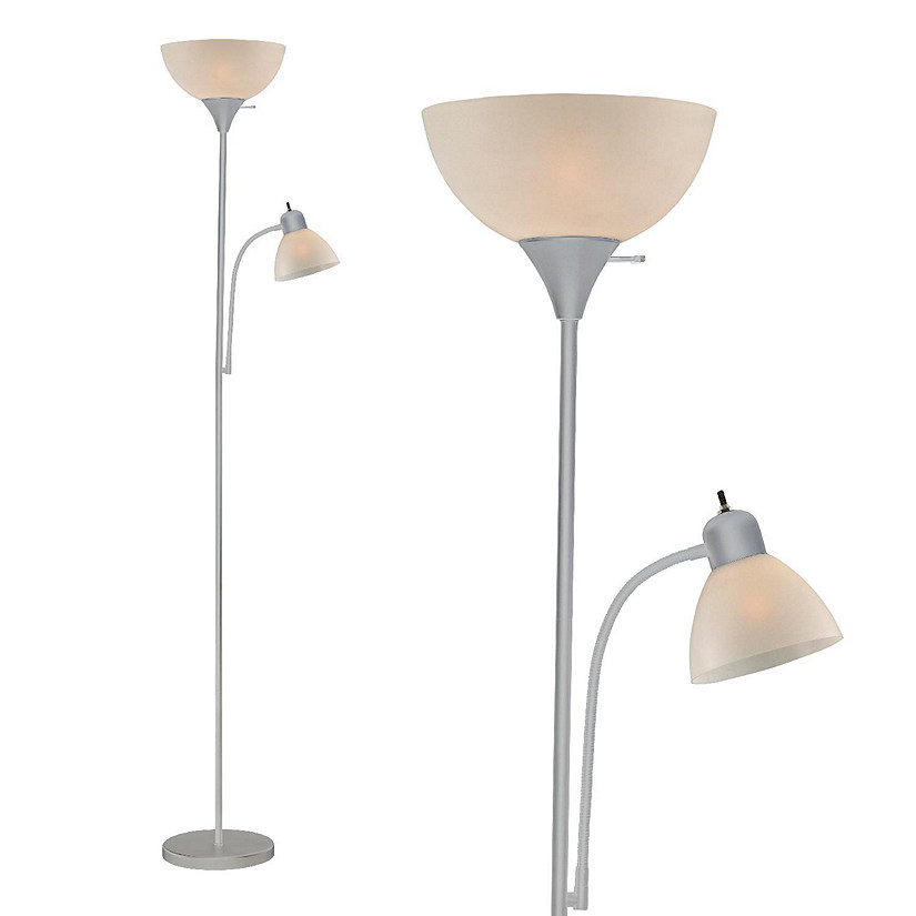 Light Accents - Adjustable Pole Floor Lamp With White Shade And Side ...