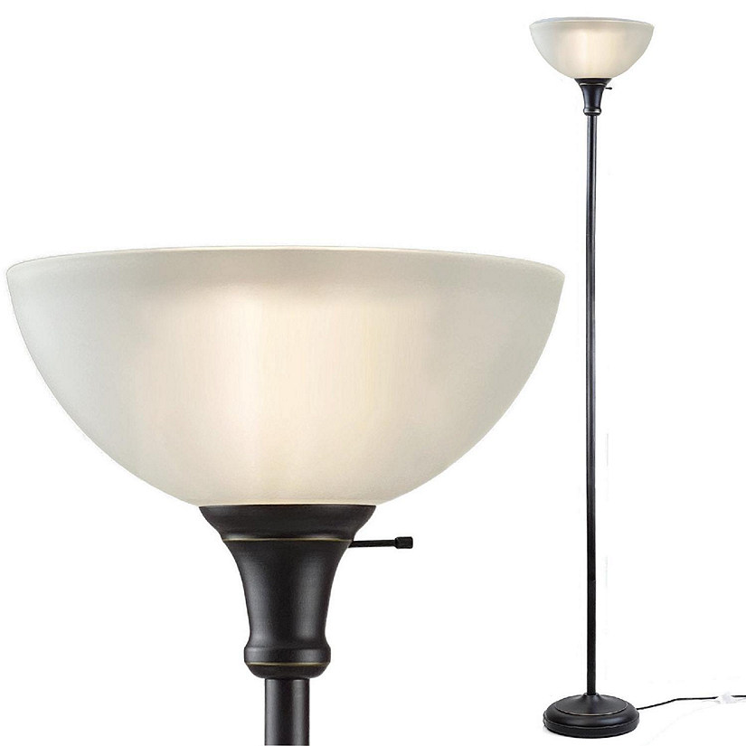 Light Accents Threshold Bronze Floor Lamp with White Frosted Glass