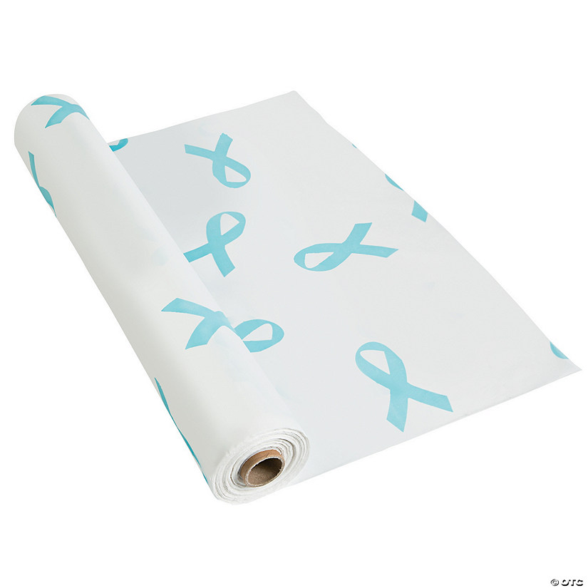 Light Blue Awareness Ribbon Plastic Tablecloth Roll Discontinued