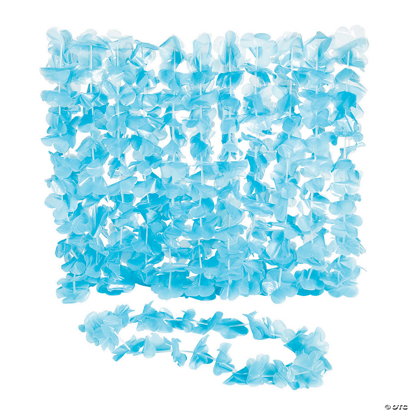 Light Blue Flower Plastic Leis - 12 Pc. Image
