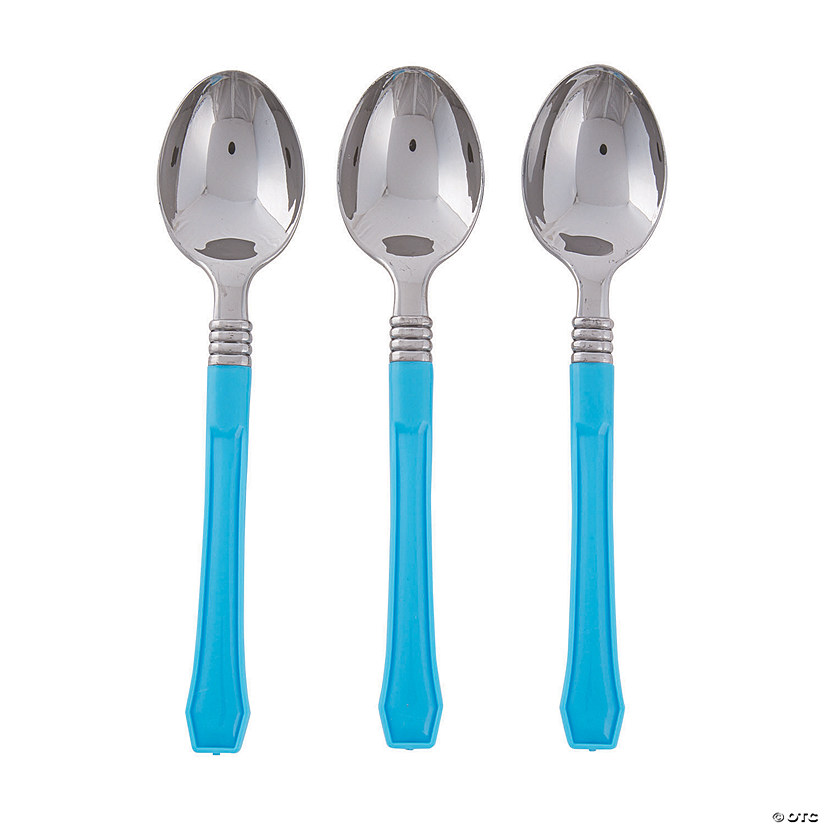 Light Blue Premium Plastic Spoons - 20 Ct. Image