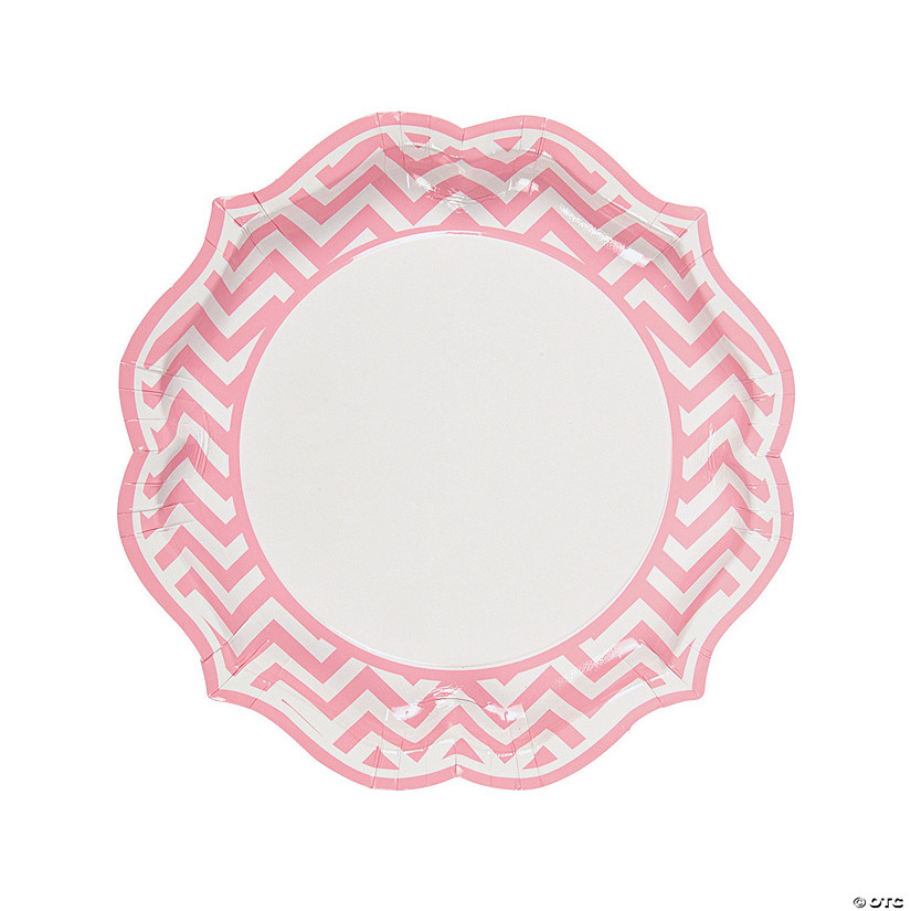 Light Pink Chevron Scalloped Paper Dinner Plates Oriental Trading