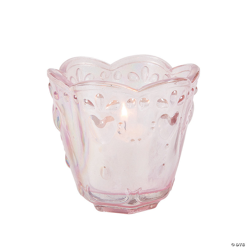 Light Pink Scallop Trim Votive Candle Holders - 6 Pc. Image