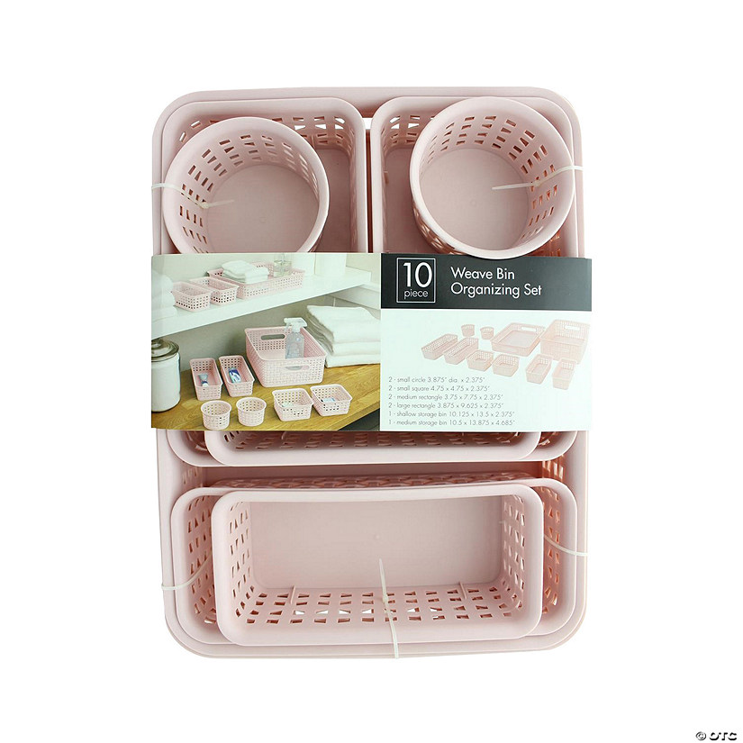 Light Pink Weave Storage Bin Set 10 Pc.