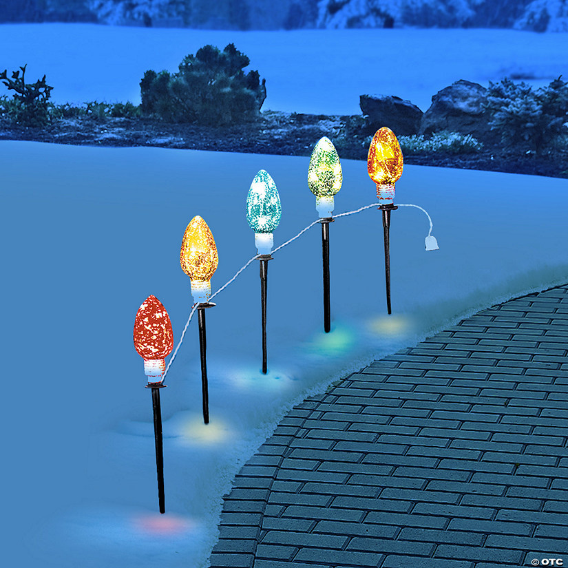 Light-Up Christmas Bulb Yard Stakes - 5 Pc. Image