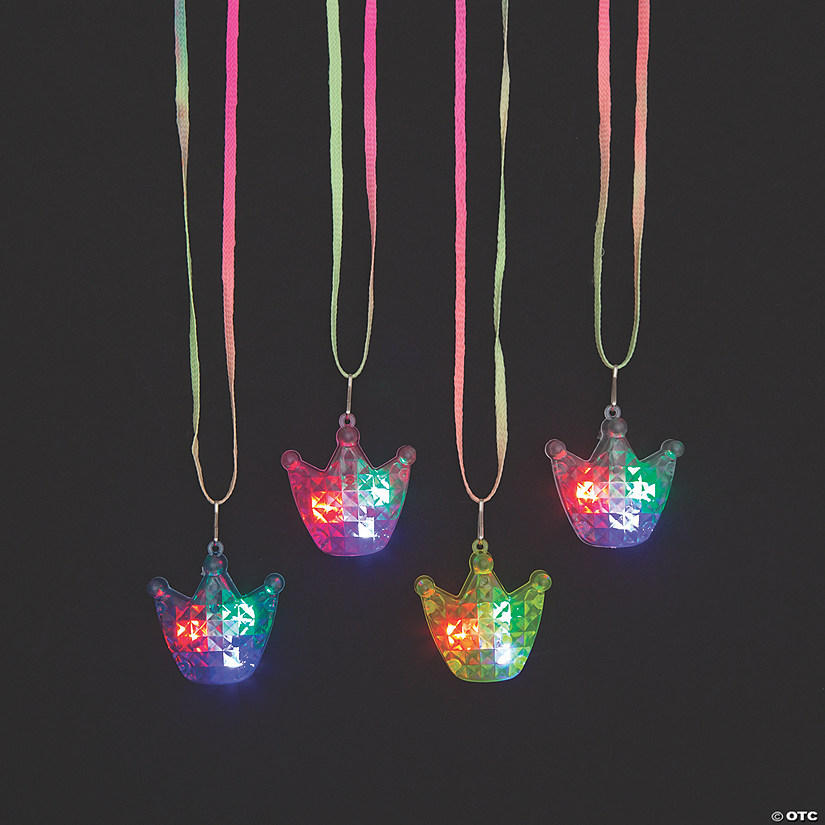 Light-Up Crown Necklaces - 12 Pc. Image