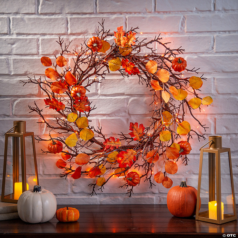 Light-Up Fall Leaves Wreath Image