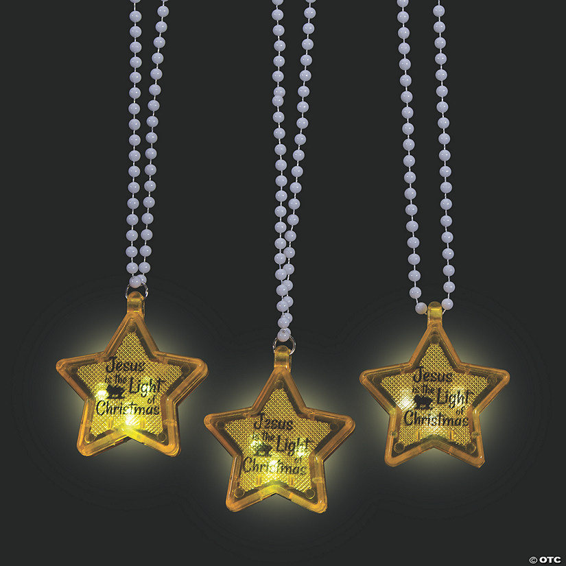 Light-Up Jesus the Light of Christmas Star Beaded Necklaces - 12 Pc. Image