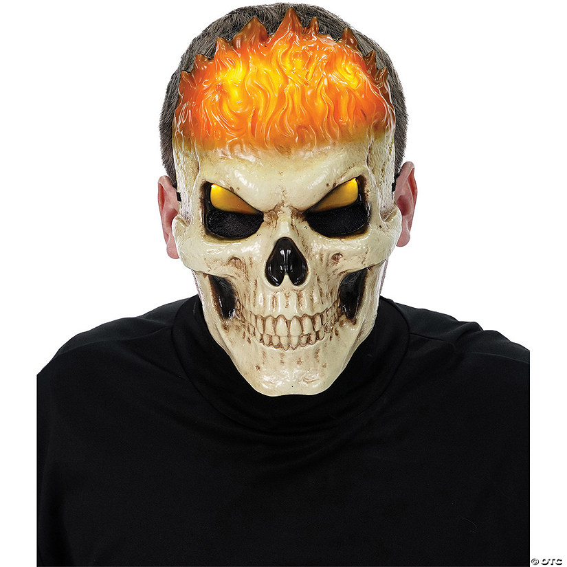 Light-Up Orange Inferno Skull Mask Image
