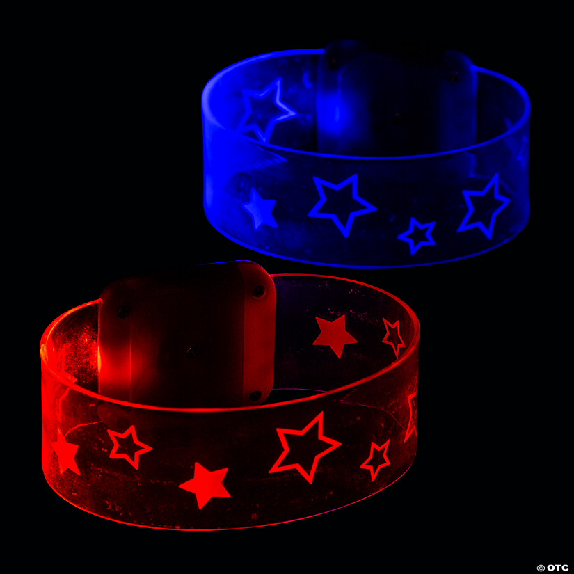 Light-Up Patriotic Magnetic Closure Bracelets - 12 Pc. Image
