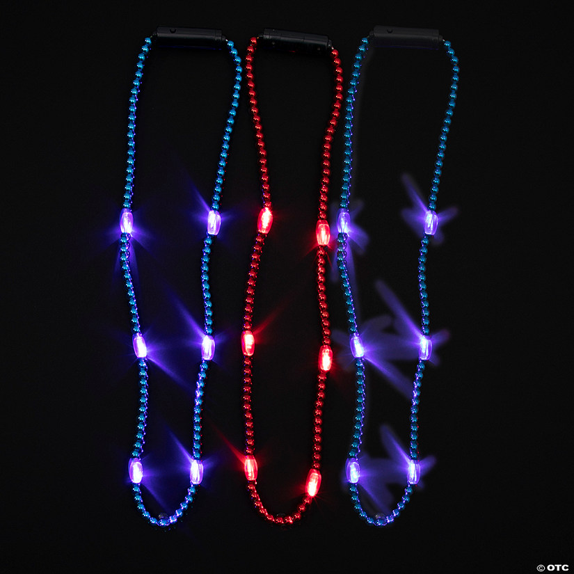 Light-Up Patriotic Metallic Beaded Necklaces - 6 Pc. Image