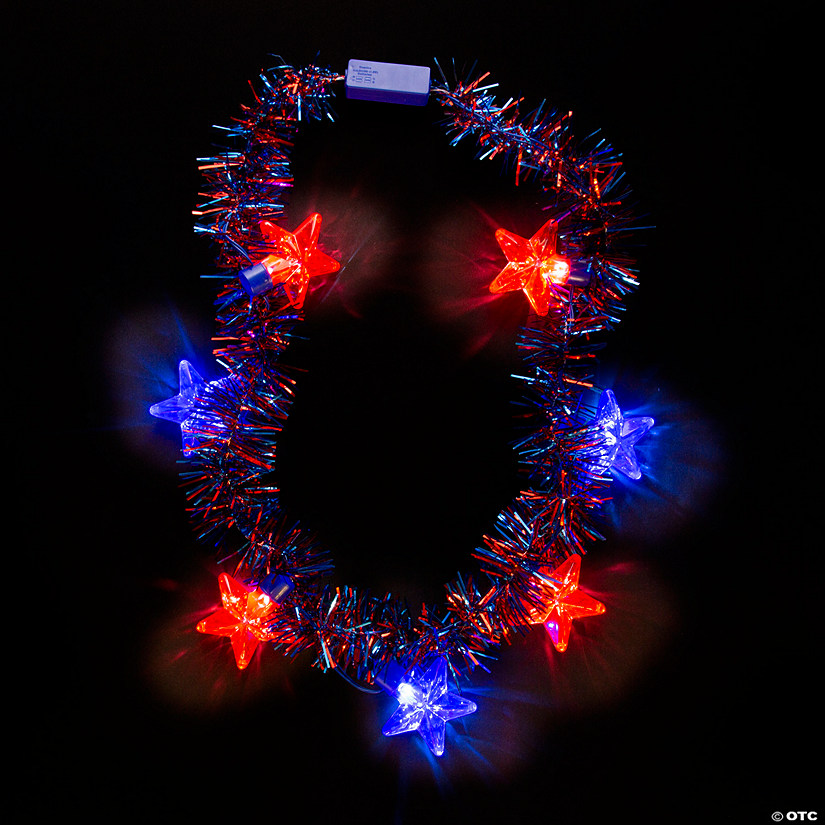 Light-Up Patriotic Star & Tinsel Necklaces - 6 Pc. Image