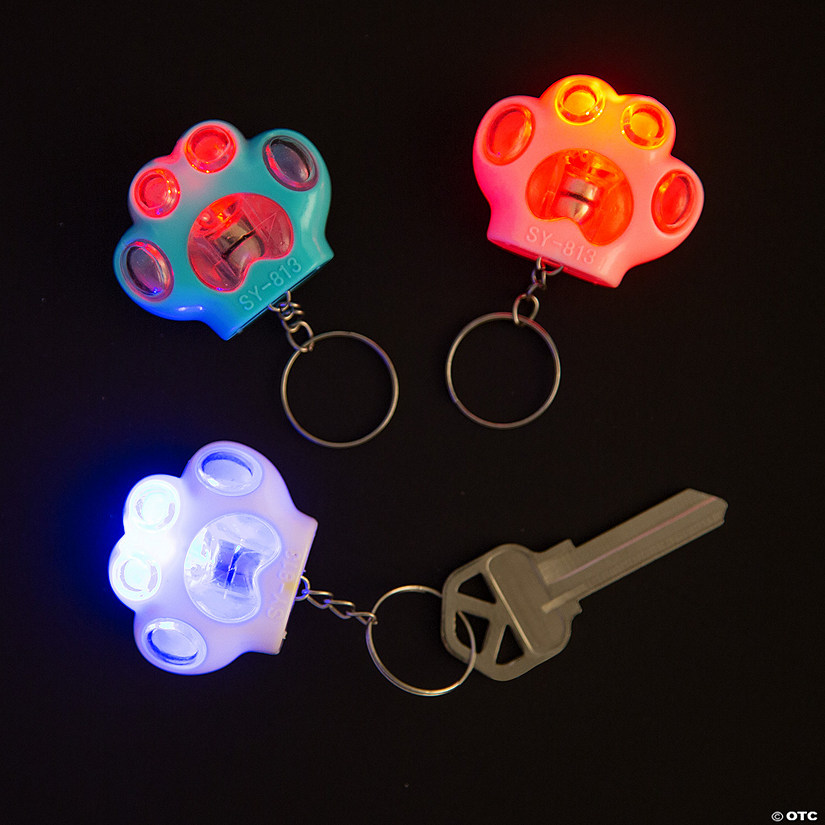 Light-Up Paw Keychains - 12 Pc. Image