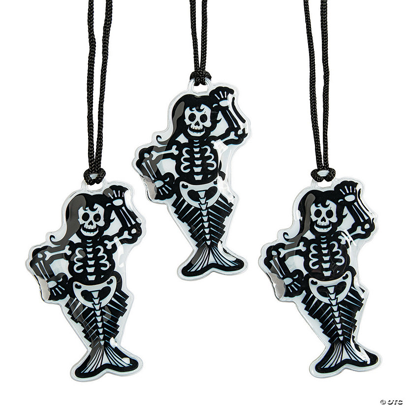 Light-Up Skeleton Mermaid Necklaces- 12 Pc. - Less Than Perfect Image