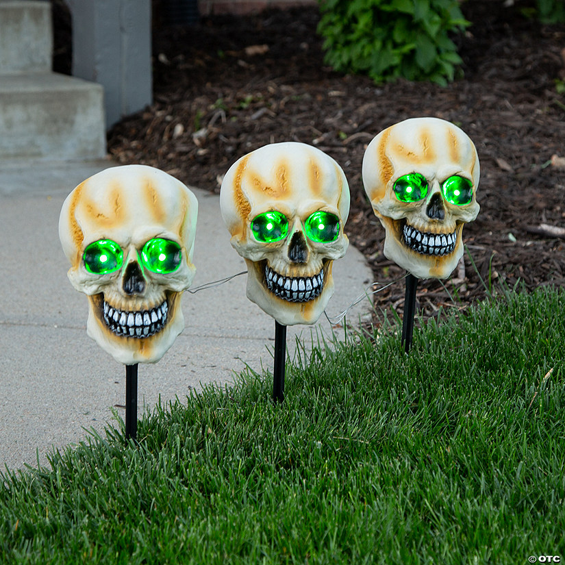 Light-Up Skull Yard Stake Halloween Decorations Image