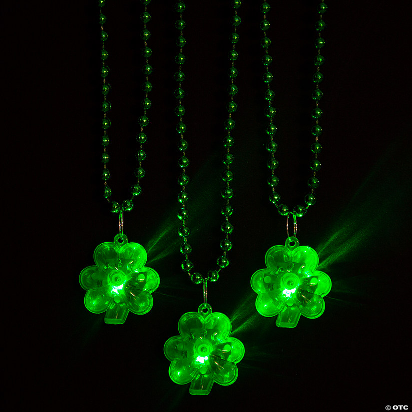 Light-Up St. Patrick&#8217;s Day Shamrock Necklaces - 12 Pc. Image