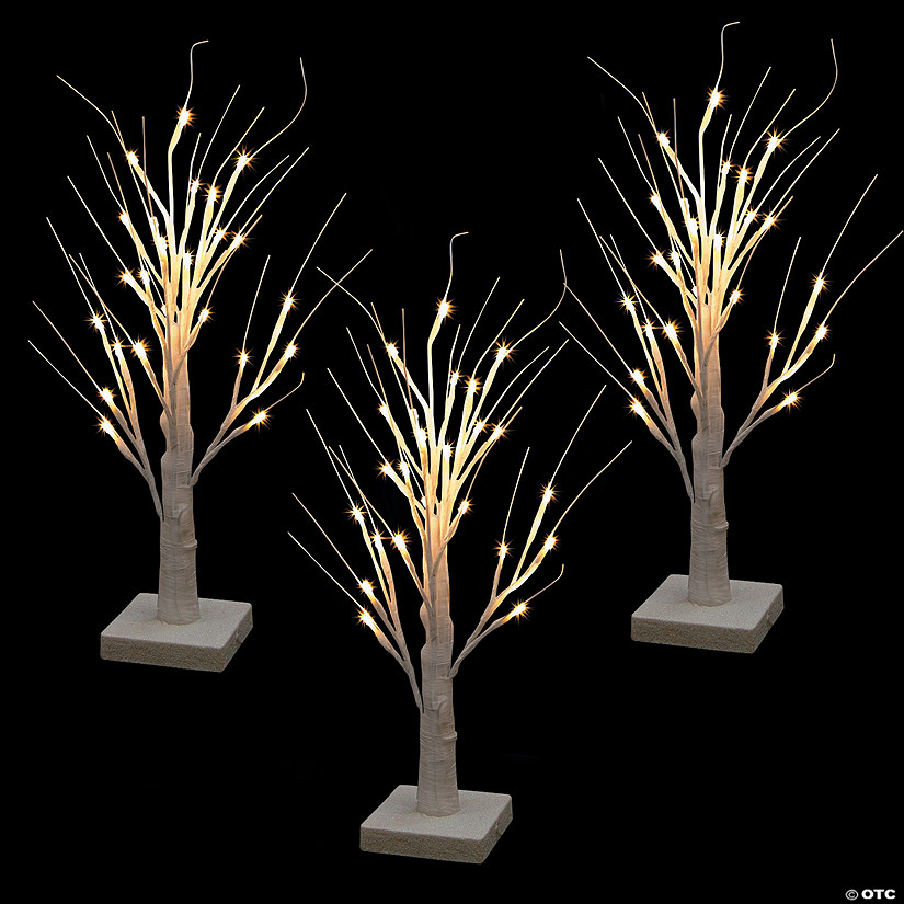 Light-Up White Tree Tabletop Decorations - 3 Pc. Image