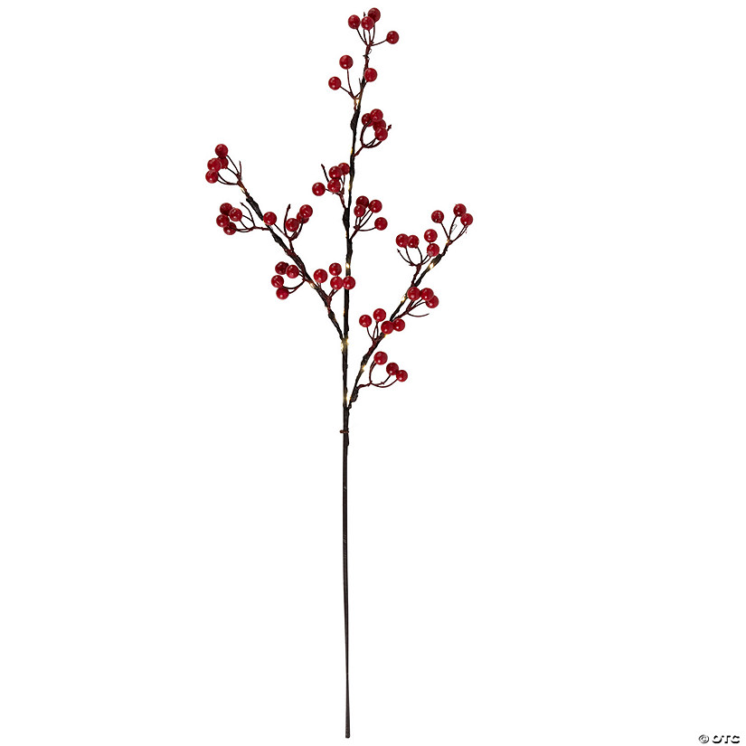 Lighted Berries Christmas Spray - 29" - Warm White Image