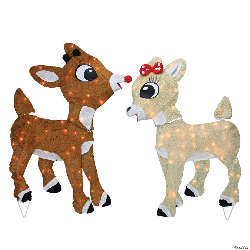 Lighted Rudolph and Clarice Outdoor Christmas Decorations, 32", Set of 2 Image