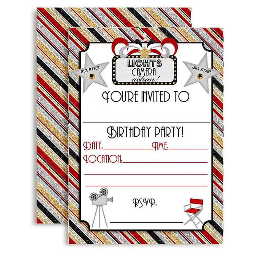 Lights Camera Action Birthday Invitations 40pc. by AmandaCreation Image