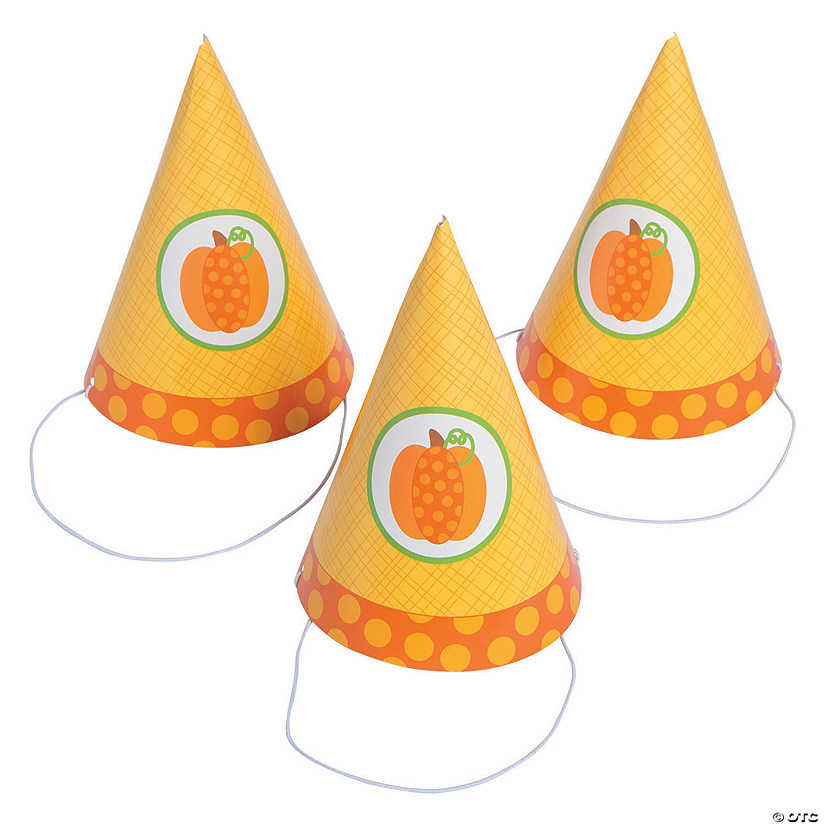 Lil&#8217; Pumpkin Birthday Cone Hats - 12 Pc. Image