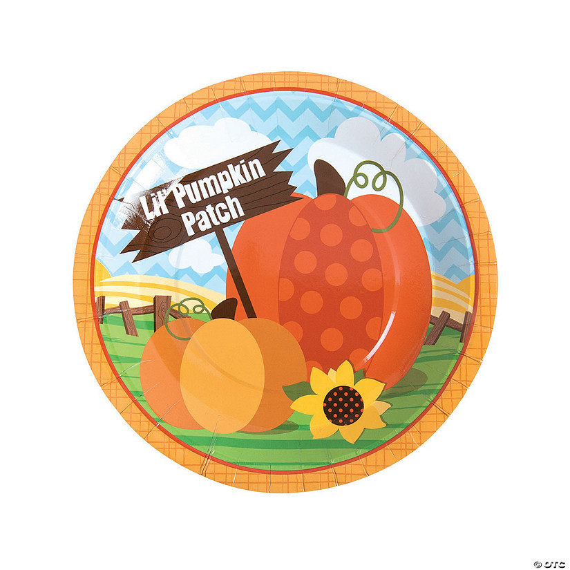 Lil&#8217; Pumpkin Patch Party Paper Dinner Plates - 8 Ct. Image