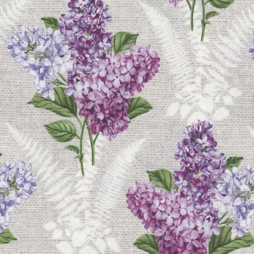 Lilac Garden Floral Lilacs and Ferns Gray Cotton Fabric by Northcott BTY Image