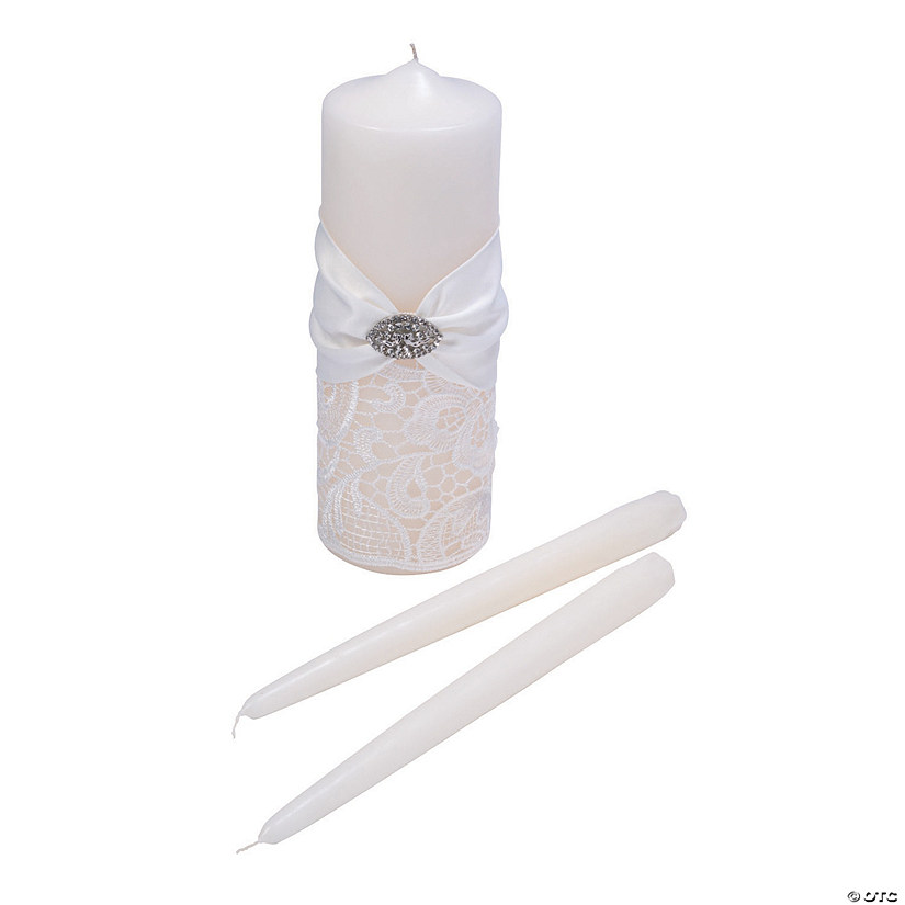 Lillian Rose&#8482; Cream Lace Unity Candle Set Image