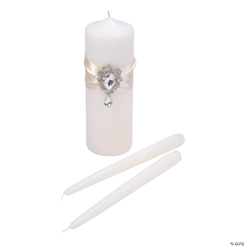 Lillian Rose&#8482; Ivory Jeweled Unity Candle Set Image