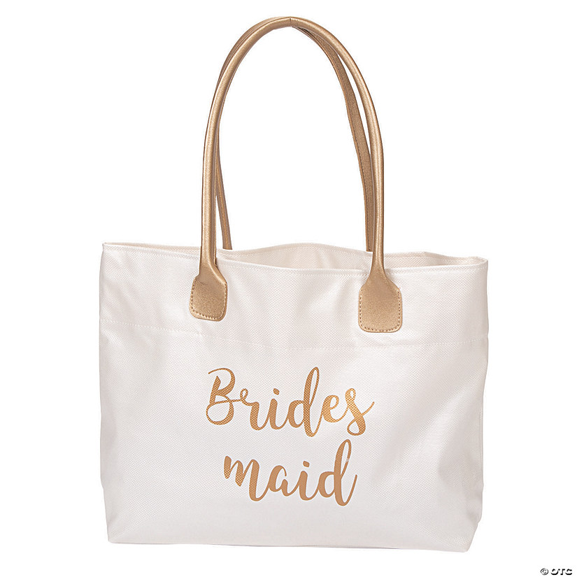 white and gold tote bag