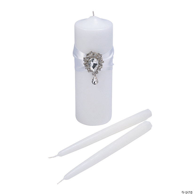 Lillian Rose&#8482; White Jeweled Unity Candle Set Image