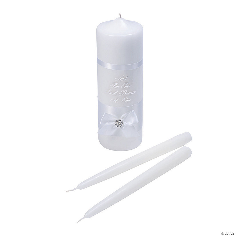 Lillian Rose&#8482; White Satin Verse Unity Candle Set Image