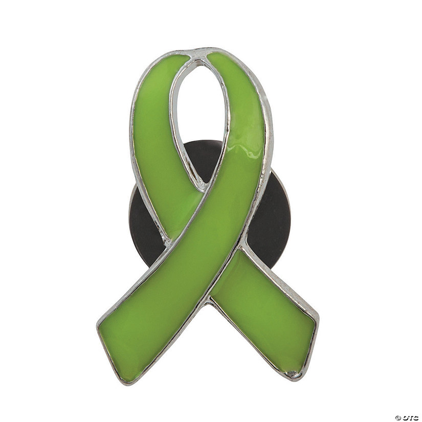 Lime Green Awareness Ribbon Pins - 12 Pc. Image