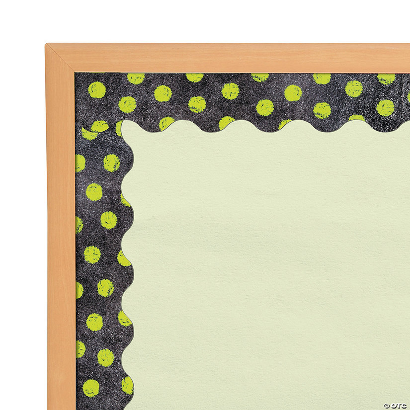 Lime Green Dots on Chalkboard Bulletin Board Border - Discontinued