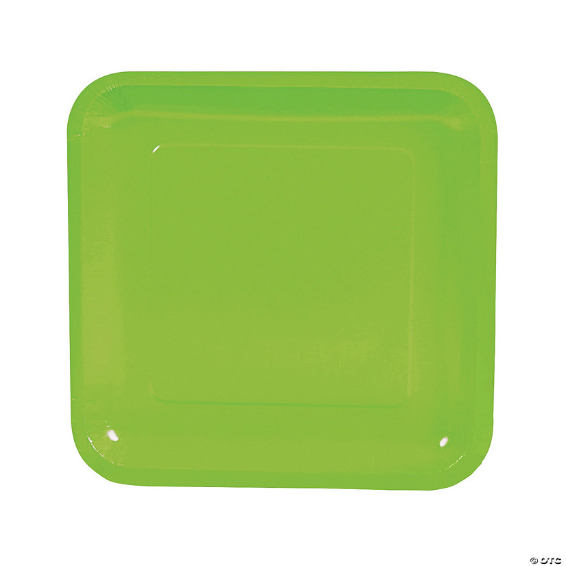 Lime Green Square Paper Dinner Plates - 24 Ct. Image