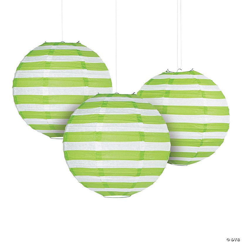 Lime Green Striped Hanging Paper Lanterns Oriental Trading