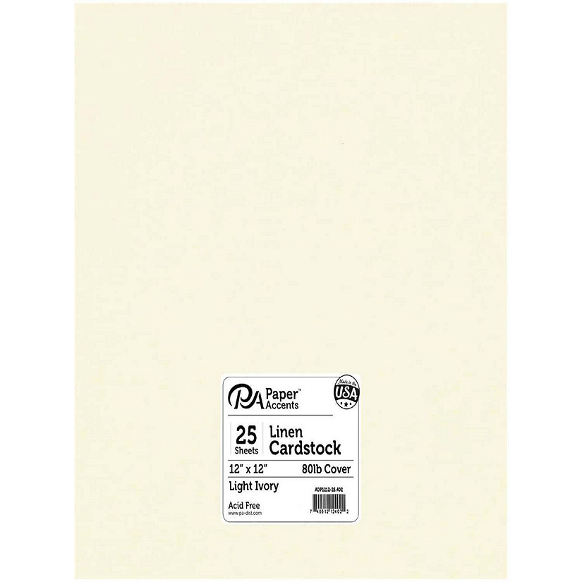 Linen Cardstock - 12 x 12 in. - #402 Light Ivory 25 pc.