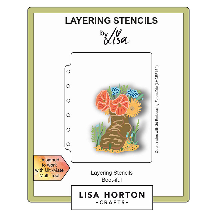 Lisa Horton Crafts Layering Stencils-Boot-Iful Image