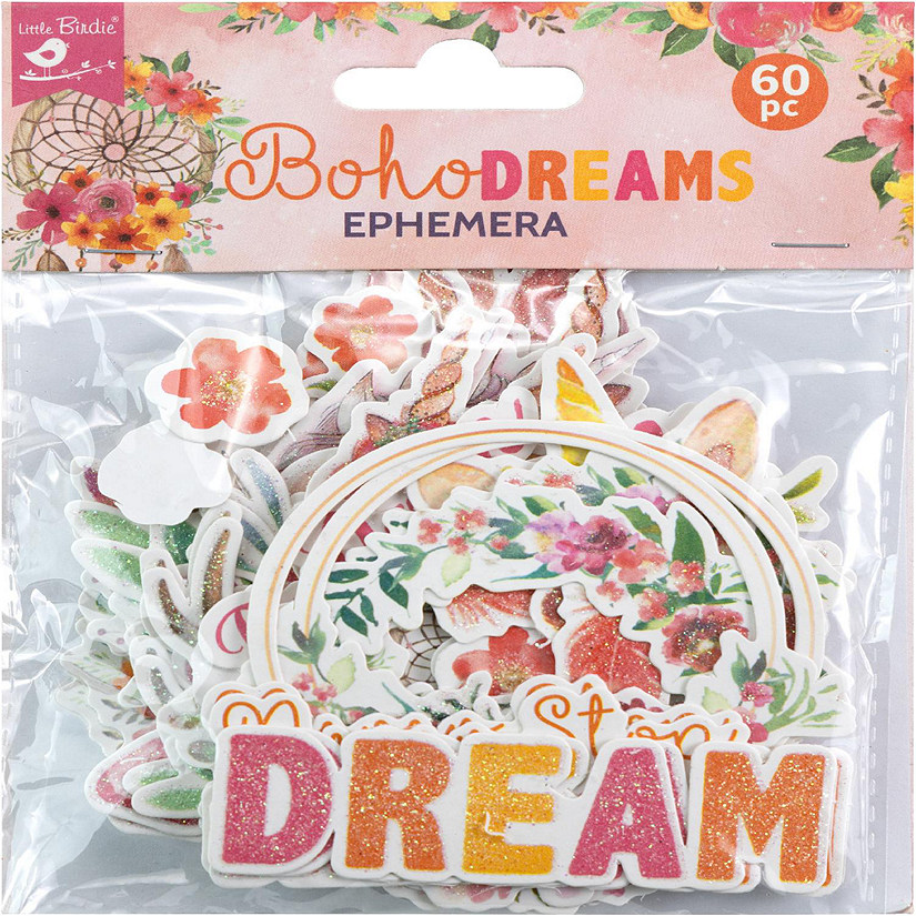 Little Birdie Ephemera Elements 60/Pkg-Boho Dreams Image