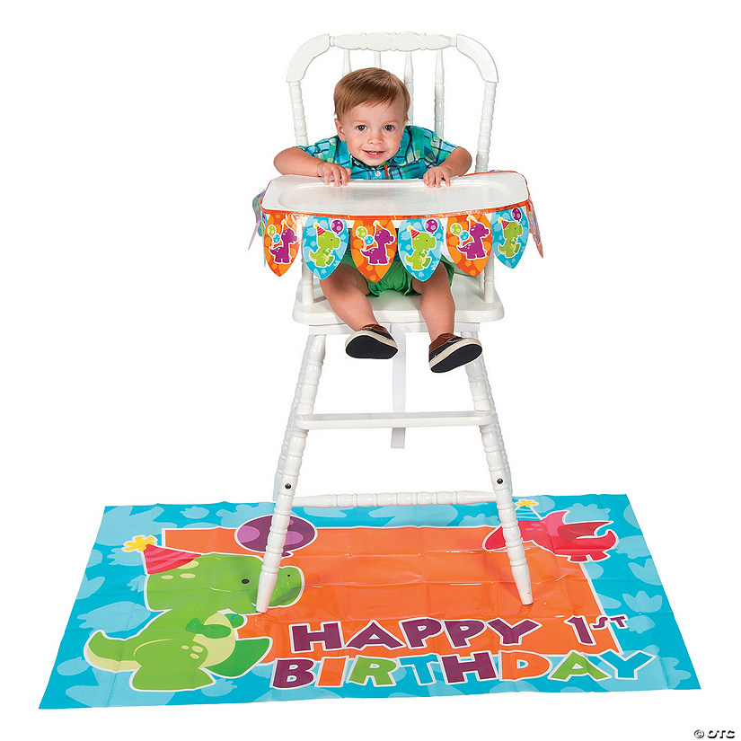 Little Dino 1st Birthday High Chair Decorating Kit - 2 Pc. Image