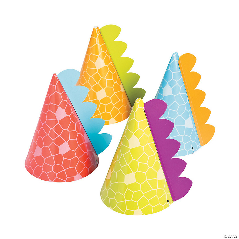 Little Dino Cone Party Hats Assortment - 8 Pc. Image