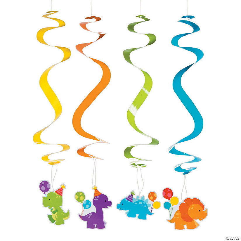 Little Dino Hanging Swirl Decorations - 12 Pc. Image