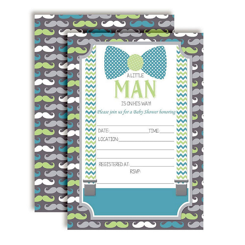 Little Man Bow Tie Baby Shower Invitations 40pcs. by AmanadaCreation Image