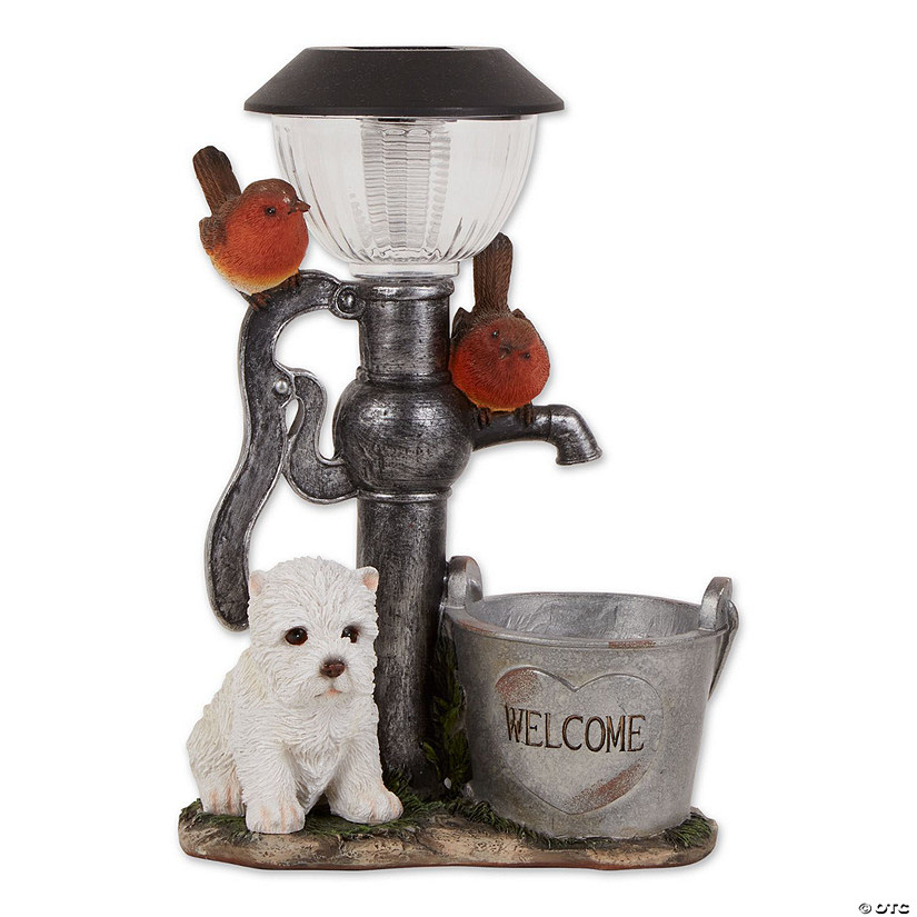 Little Pup And Water Pump Solar Light 8.5X4.5X12.25" Image