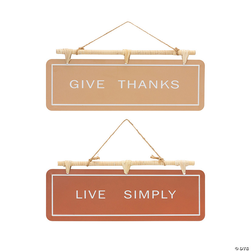 Live Simply And Give Thanks Sign (Set Of 2) 15.75"L X 9"H Iron Image
