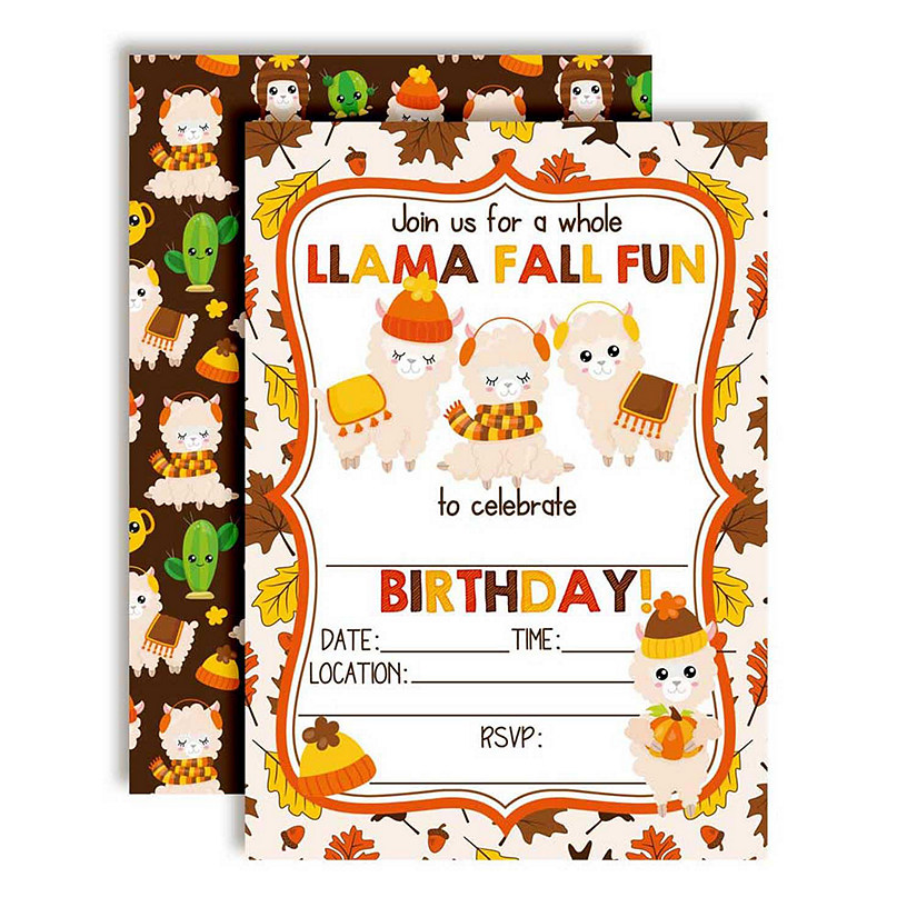 Llama Fall Fun Birthday Invitations 40pc. by AmandaCreation Image