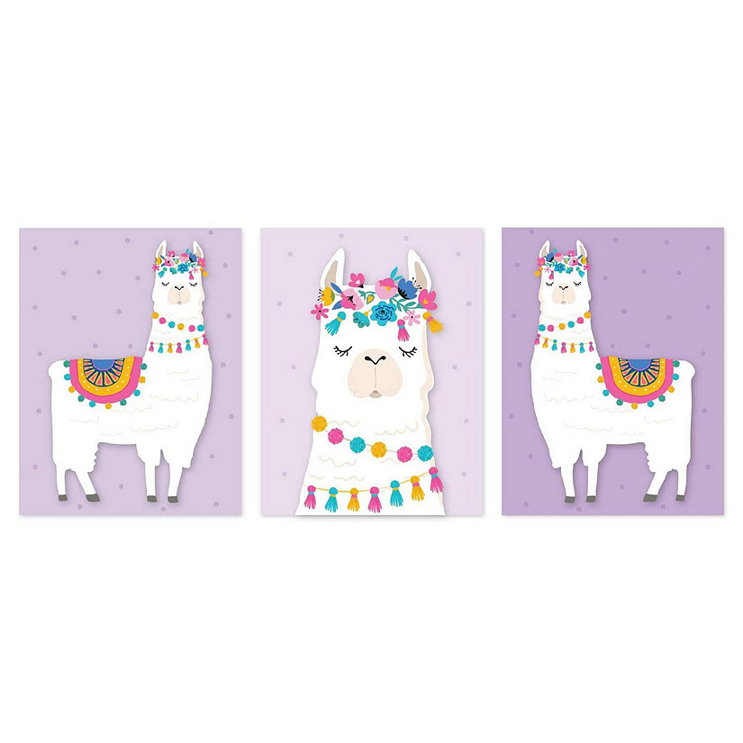 Llama Head Prints Lavender 8.5x11in 3pk Image