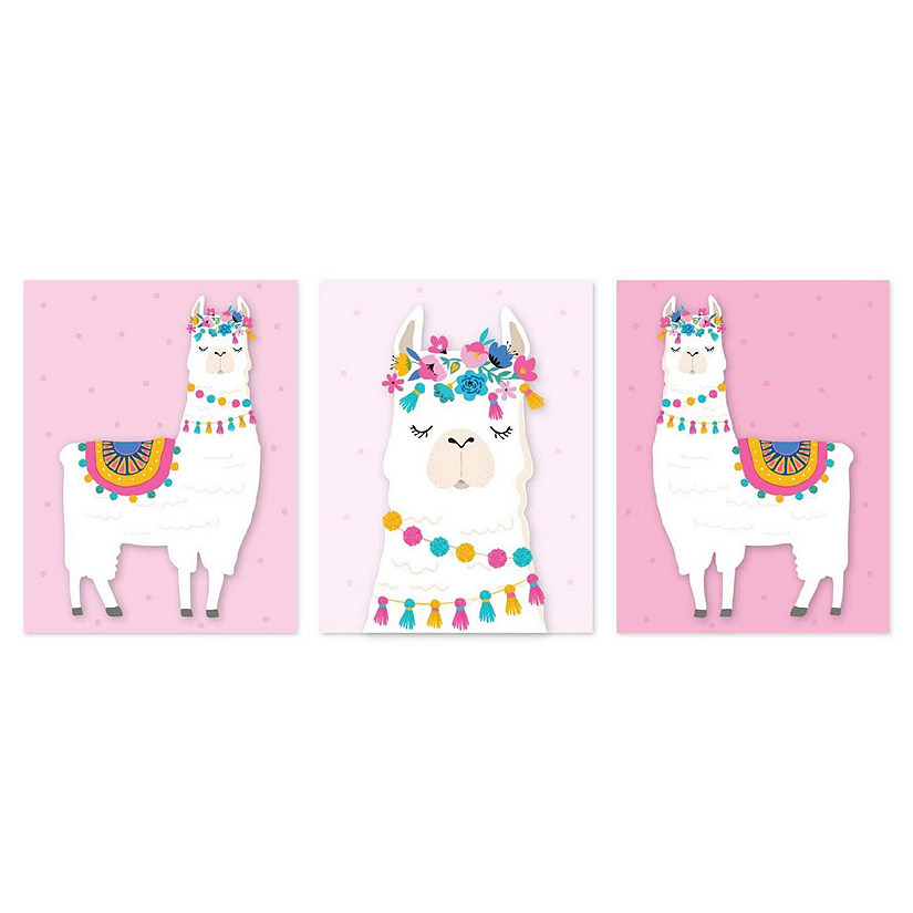 Llama Head Prints Pink 8.5x11in 3pk Image