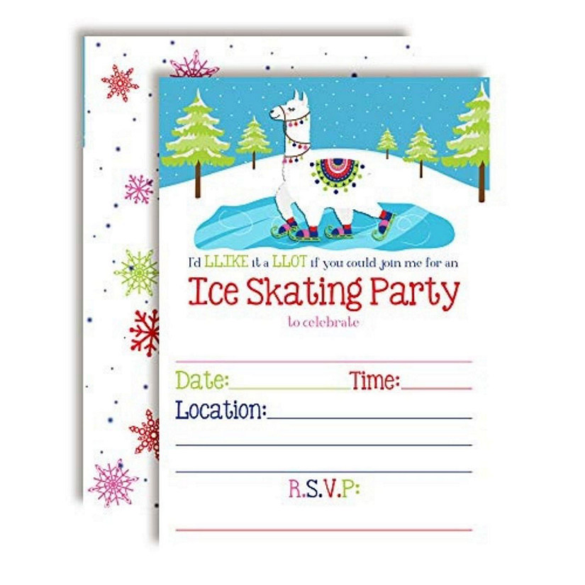 Llama Ice Skating Invitations 40pc. by AmandaCreation Image